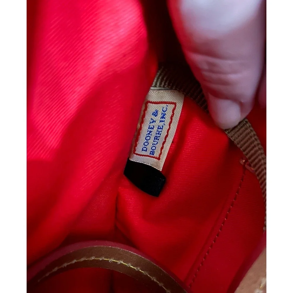 Dooney & Bourke Janine Ivory Cream Leather Satchel Tan Trim Red Lining Vintage